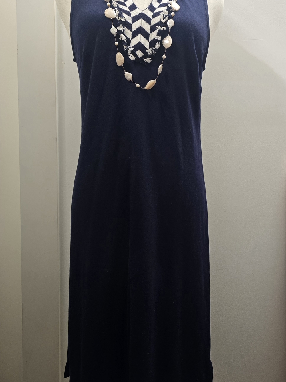 crown & ivy Navy Knit Shift Dress with White Logo Tag